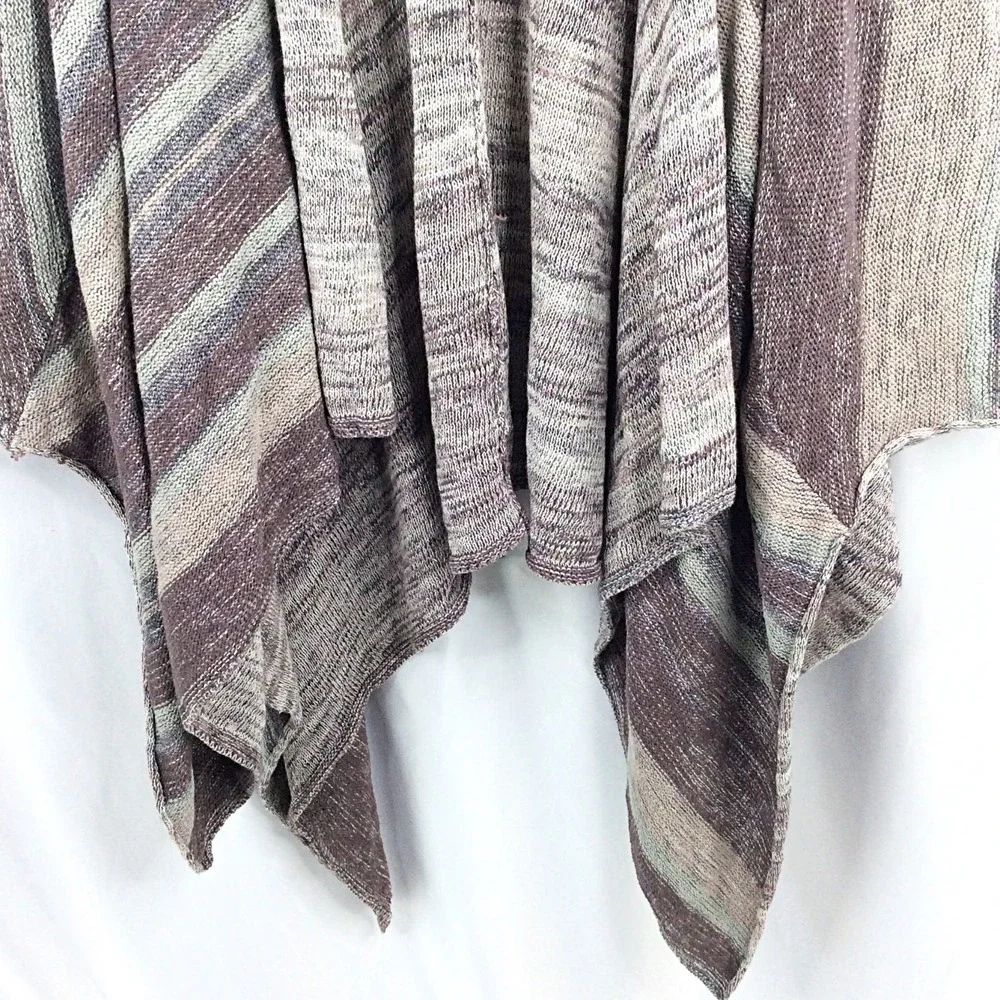 Free People The Big Trail Striped Poncho Sweater Size Small Pockets Linen Blend